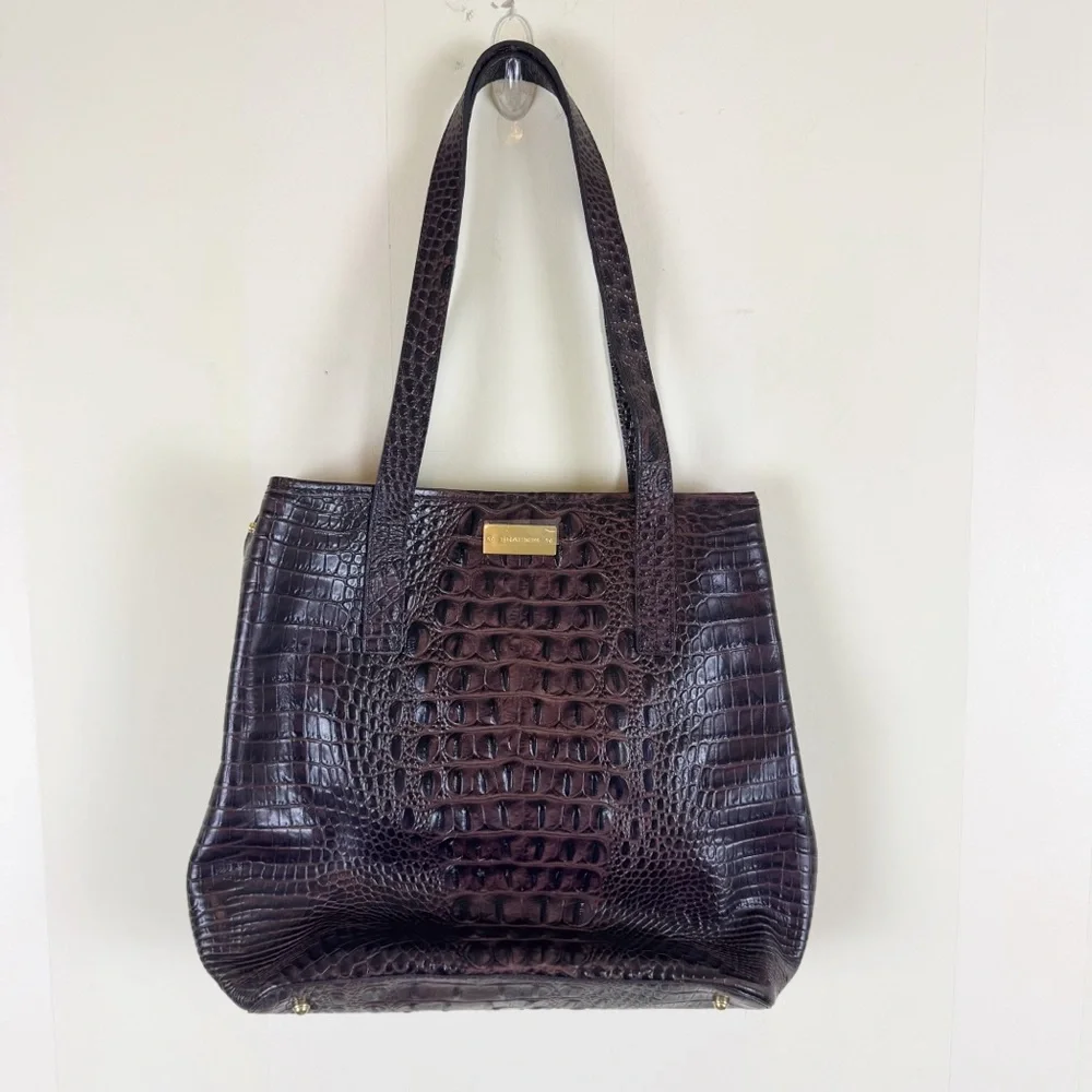 Brahmin Quartz Stanton Tote Pecan Melbourne Croc Leather NWOT